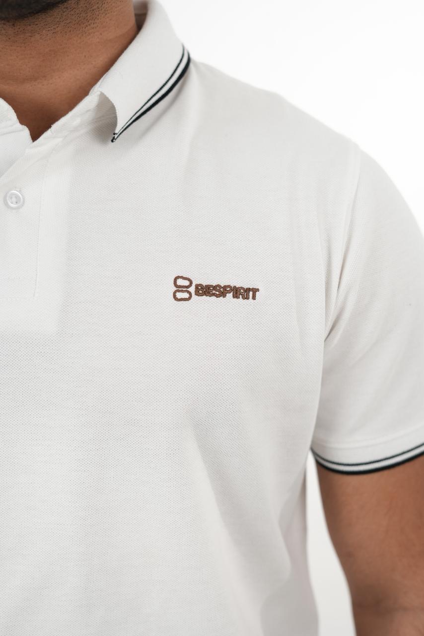 Bespirit Classic White Polo Tshirt With embroidery