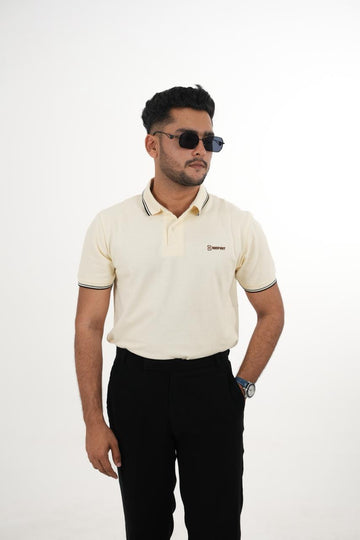 Bespirit Classic Off-White Polo Tshirt With embroidery