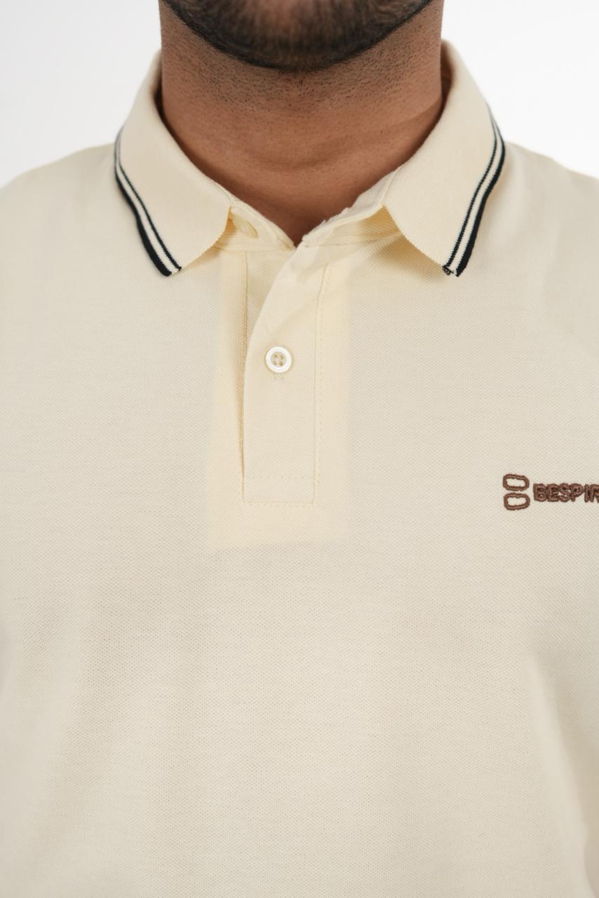 Bespirit Classic Off-White Polo Tshirt With embroidery