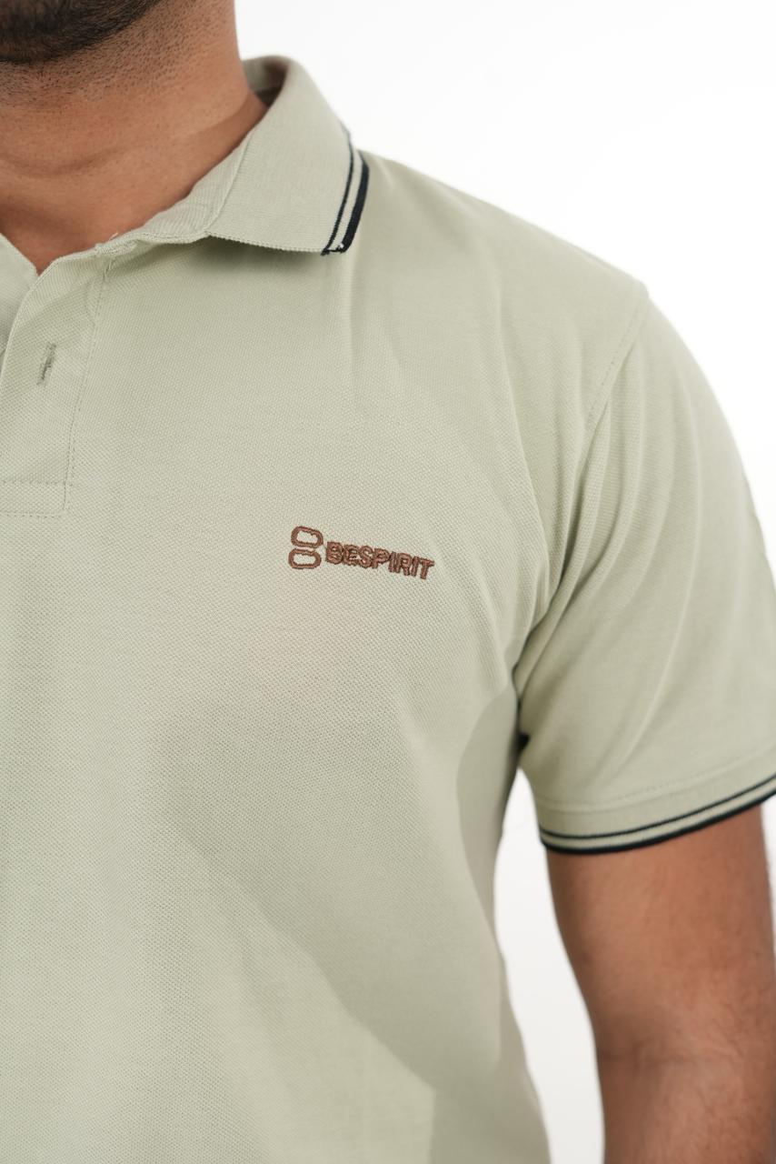 Bespirit Classic Olive Green Polo Tshirt With embroidery