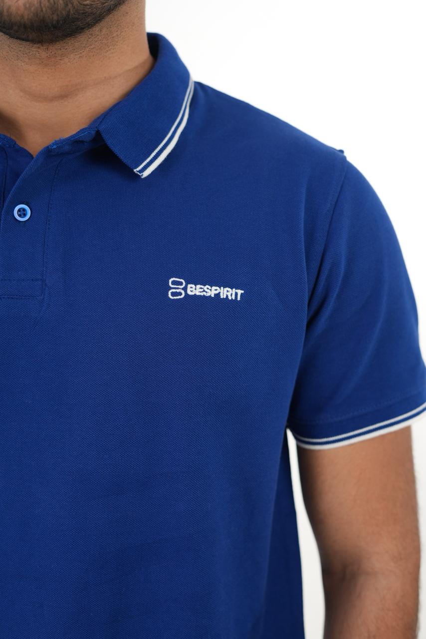 Bespirit Classic Blue Polo Tshirt With embroidery