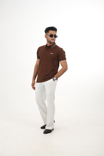 Bespirit Classic Brown Polo Tshirt With embroidery