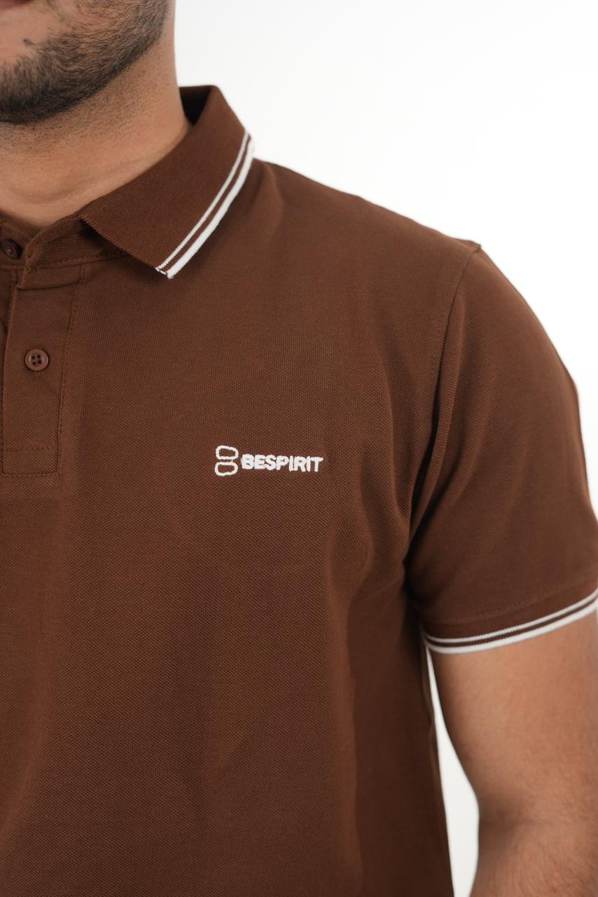 Bespirit Classic Brown Polo Tshirt With embroidery