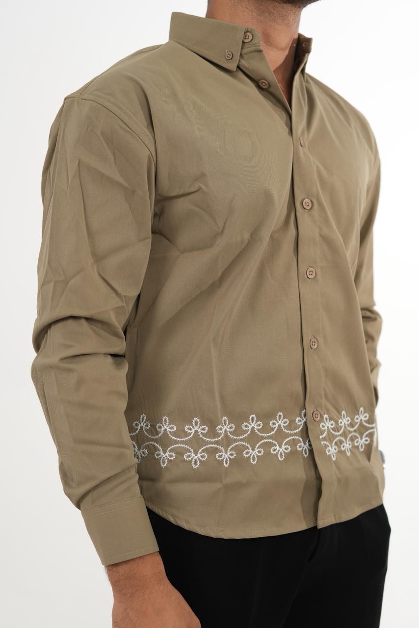 Imported Khaki Shirt with Signature Embroidery
