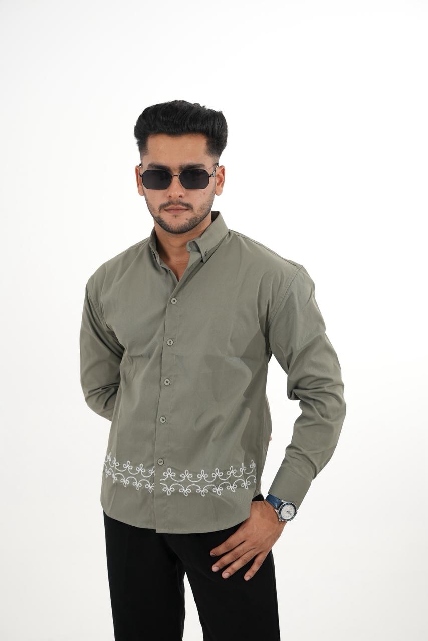 Imported Grey Shirt with Signature Embroidery