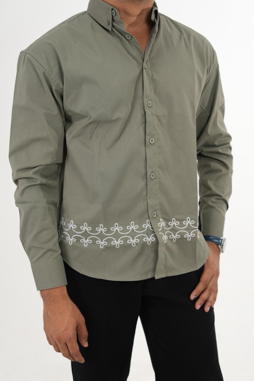 Imported Grey Shirt with Signature Embroidery