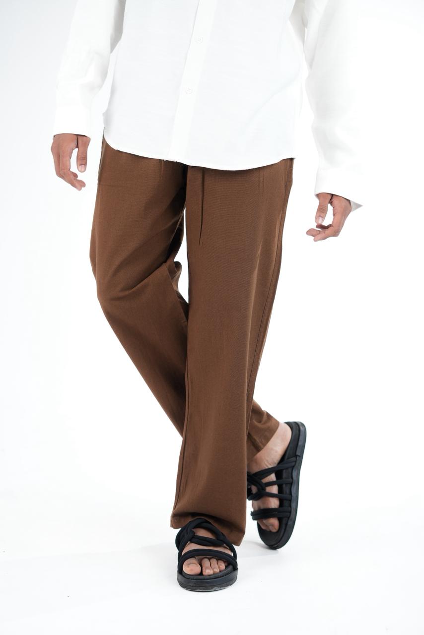 Premium brown Relaxed Linen Trousers