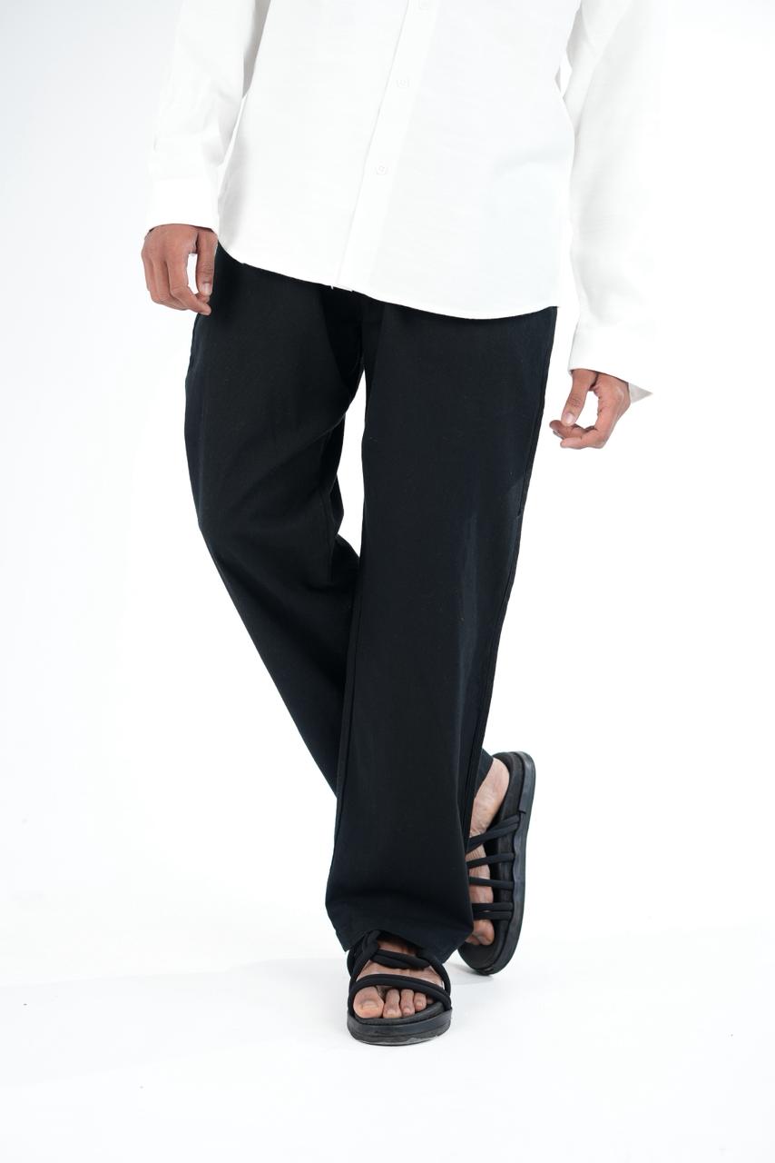 Premium Black Relaxed Linen Trousers