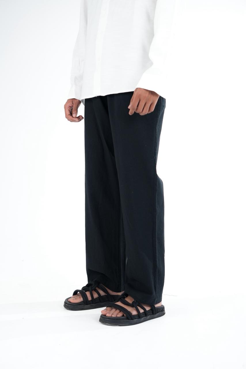 Premium Black Relaxed Linen Trousers