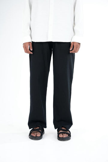 Premium Black Relaxed Linen Trousers