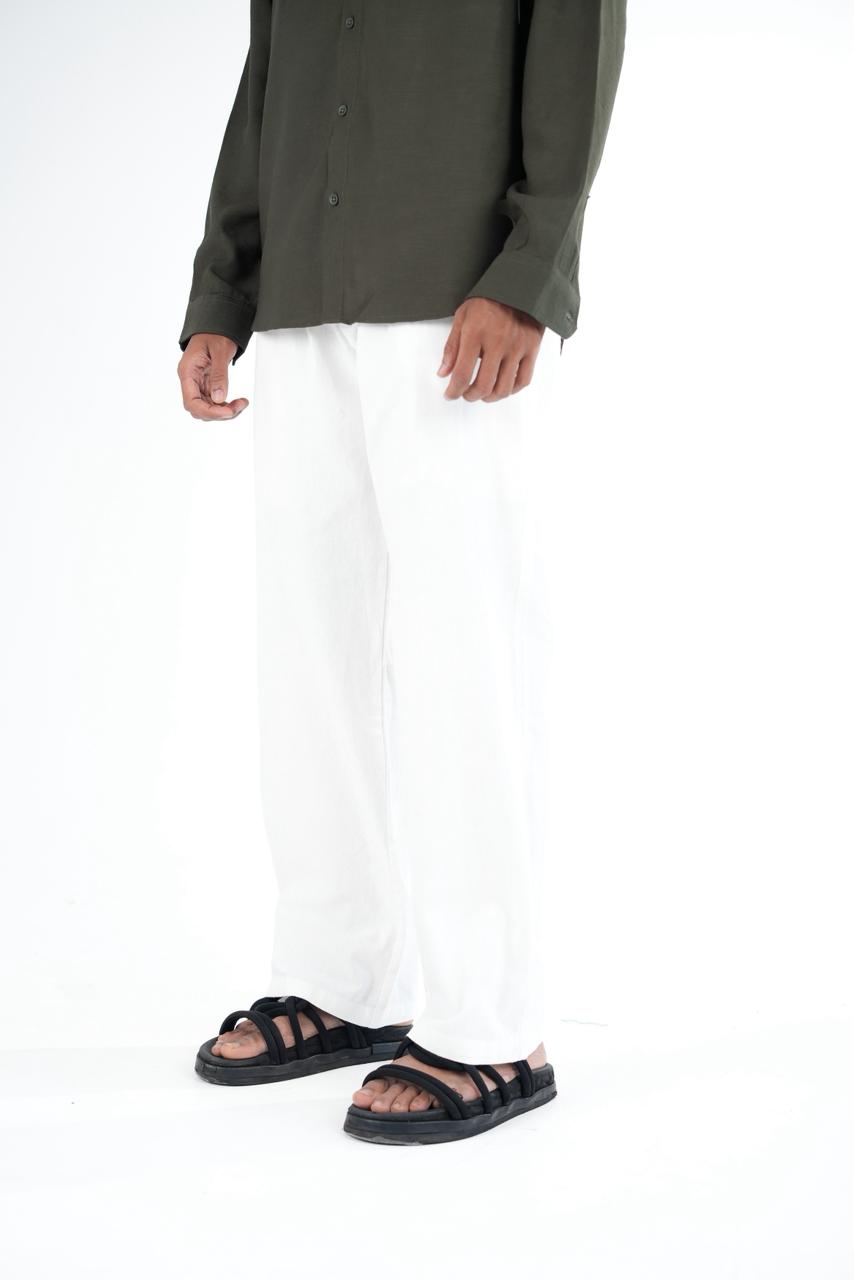 Premium White Relaxed Linen Trousers