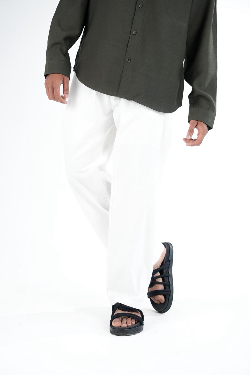 Premium White Relaxed Linen Trousers