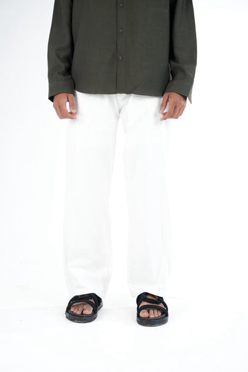 Premium White Relaxed Linen Trousers