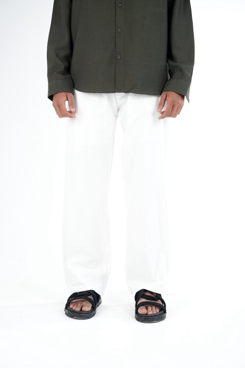 Premium White Relaxed Linen Trousers