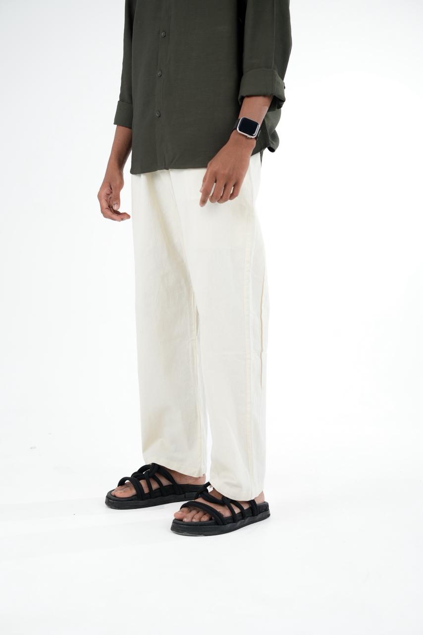 Premium Off-White Relaxed Linen Trousers