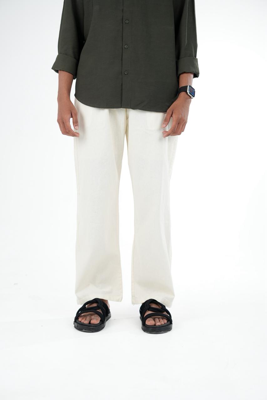 Premium Off-White Relaxed Linen Trousers