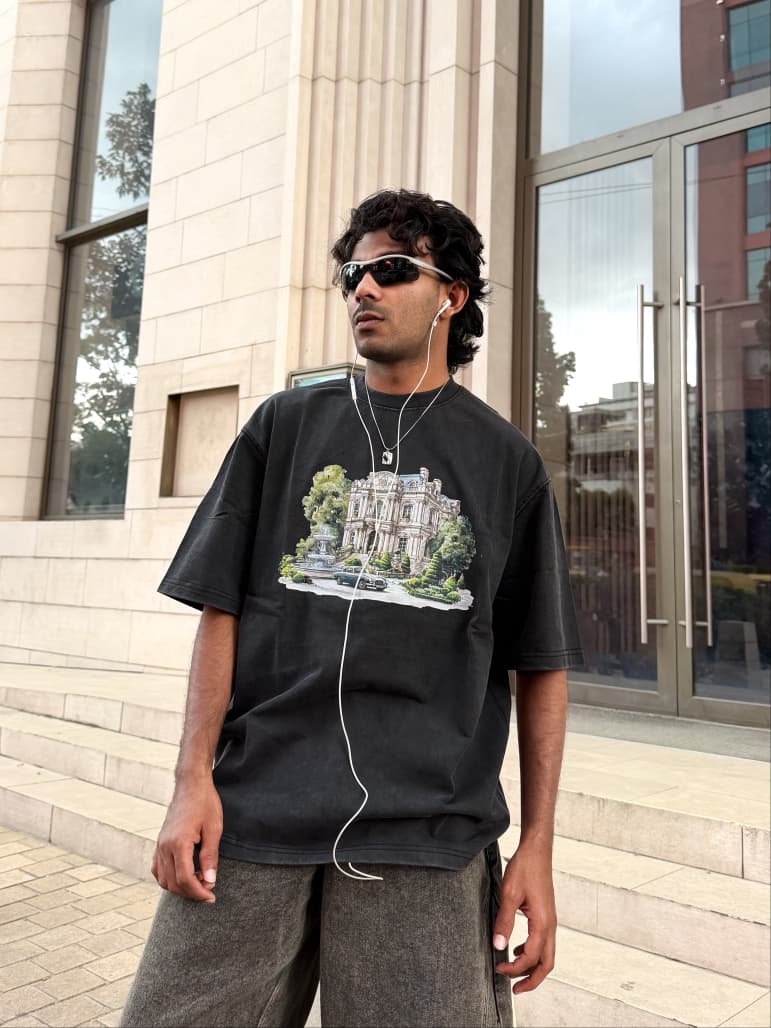 FIVE SLEEVE LAVE TSHIRT 300GSM – Luxury Mansion Graphic