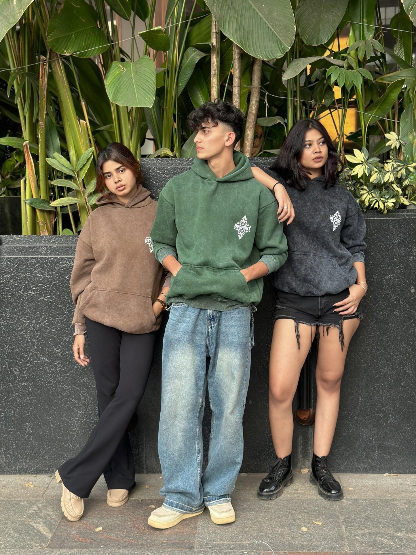 Down Shoulder Hoodies With Puff Print - My Store